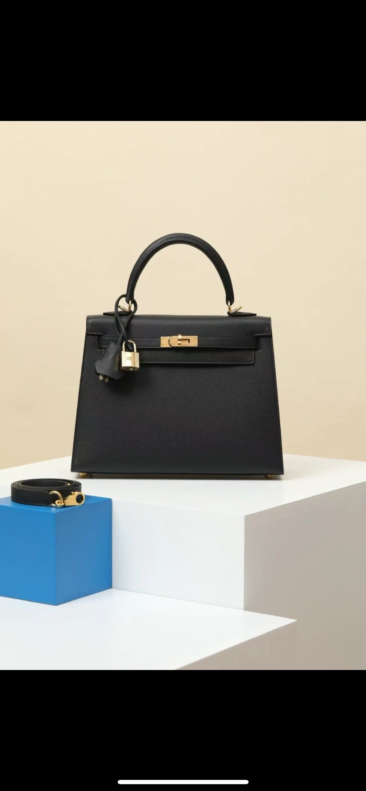 SAC HRMS KELLY BLACK cuir de veau