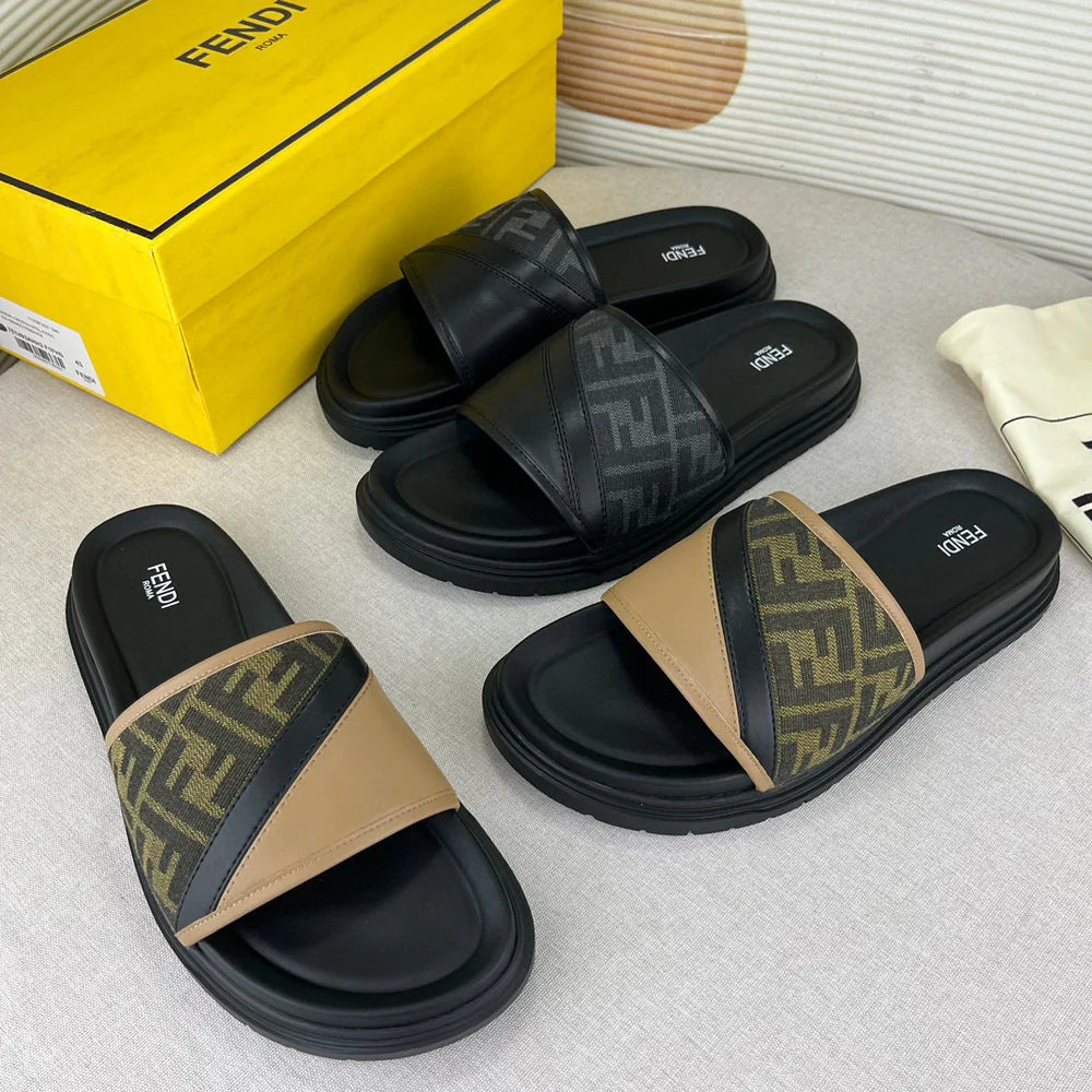 CLAQUETTES FNDY SLIDES BLACK OR BEIGE