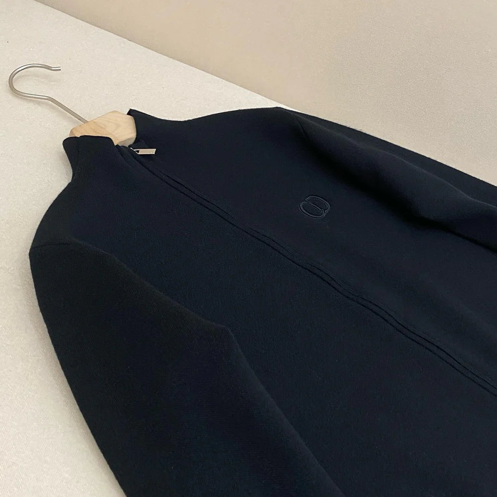 PULL CD ZIPPE EN LAINE BLACK