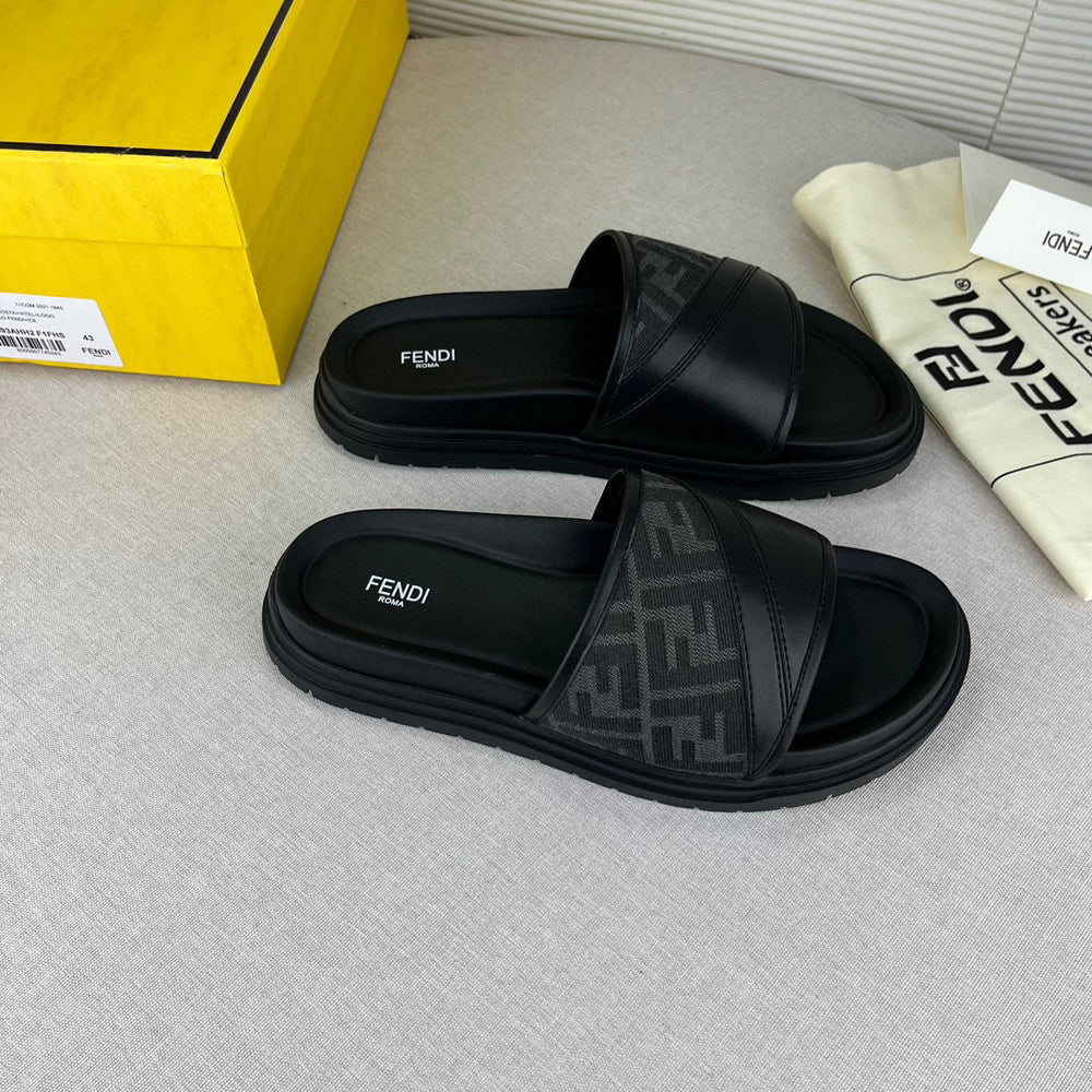 CLAQUETTES FNDY SLIDES BLACK OR BEIGE