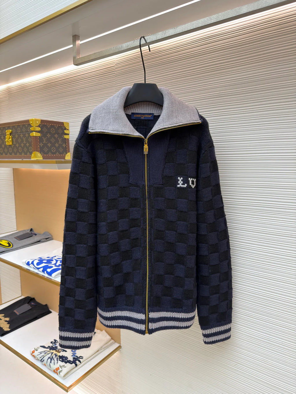 VESTE LV EN MAILLE BLUE