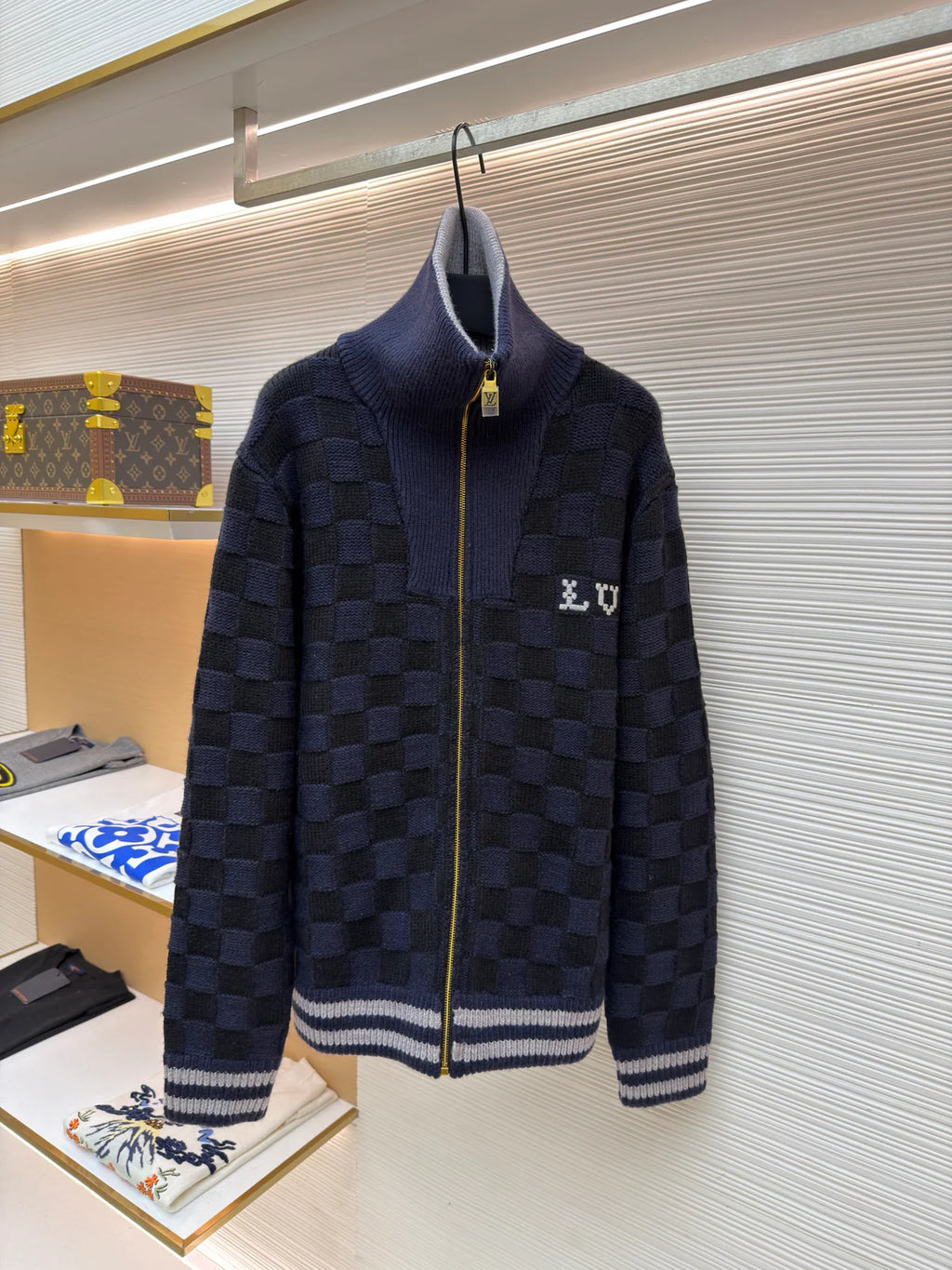 VESTE LV EN MAILLE BLUE